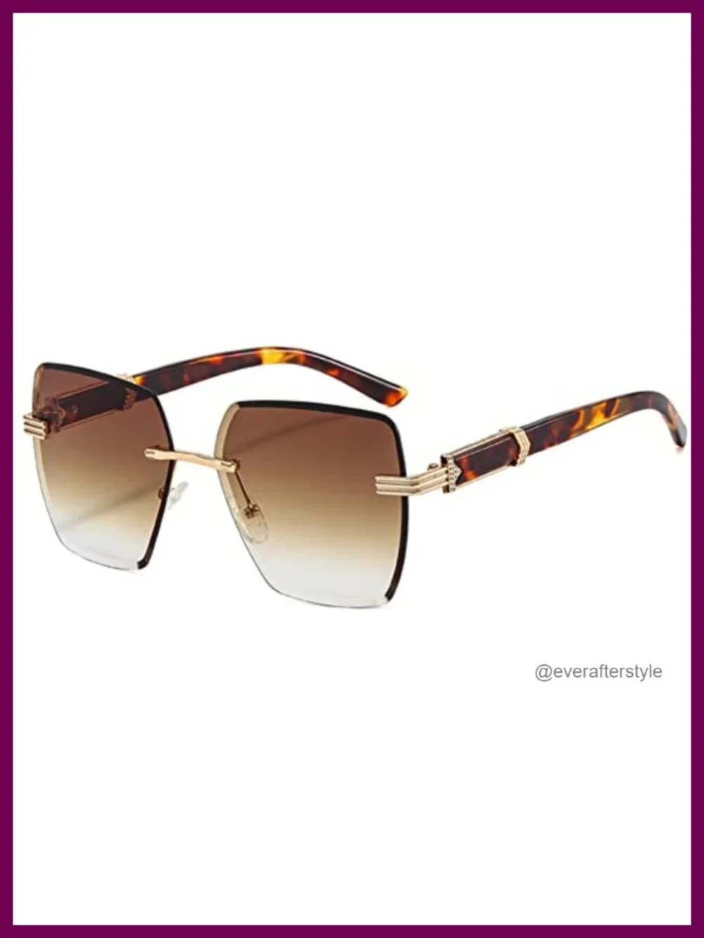Women's Rimless Gradient Sunglasses HD Polarized UV400 Large Oval